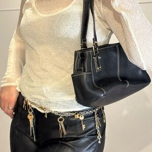 Vintage Leather Fossil Black Leather Handbag